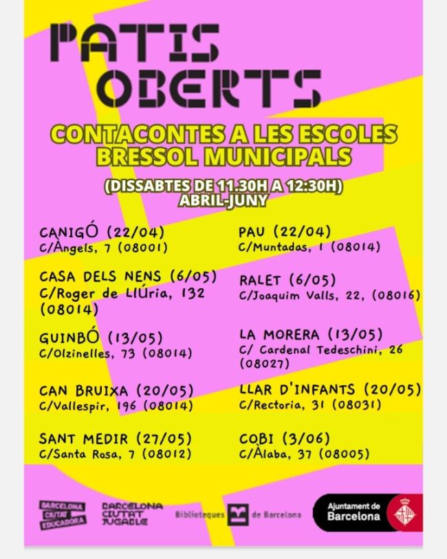 patis oberts cuentacuentos barcelona, contacontes barcelona, contes per nens, espectacles infantils, espectacles familiars